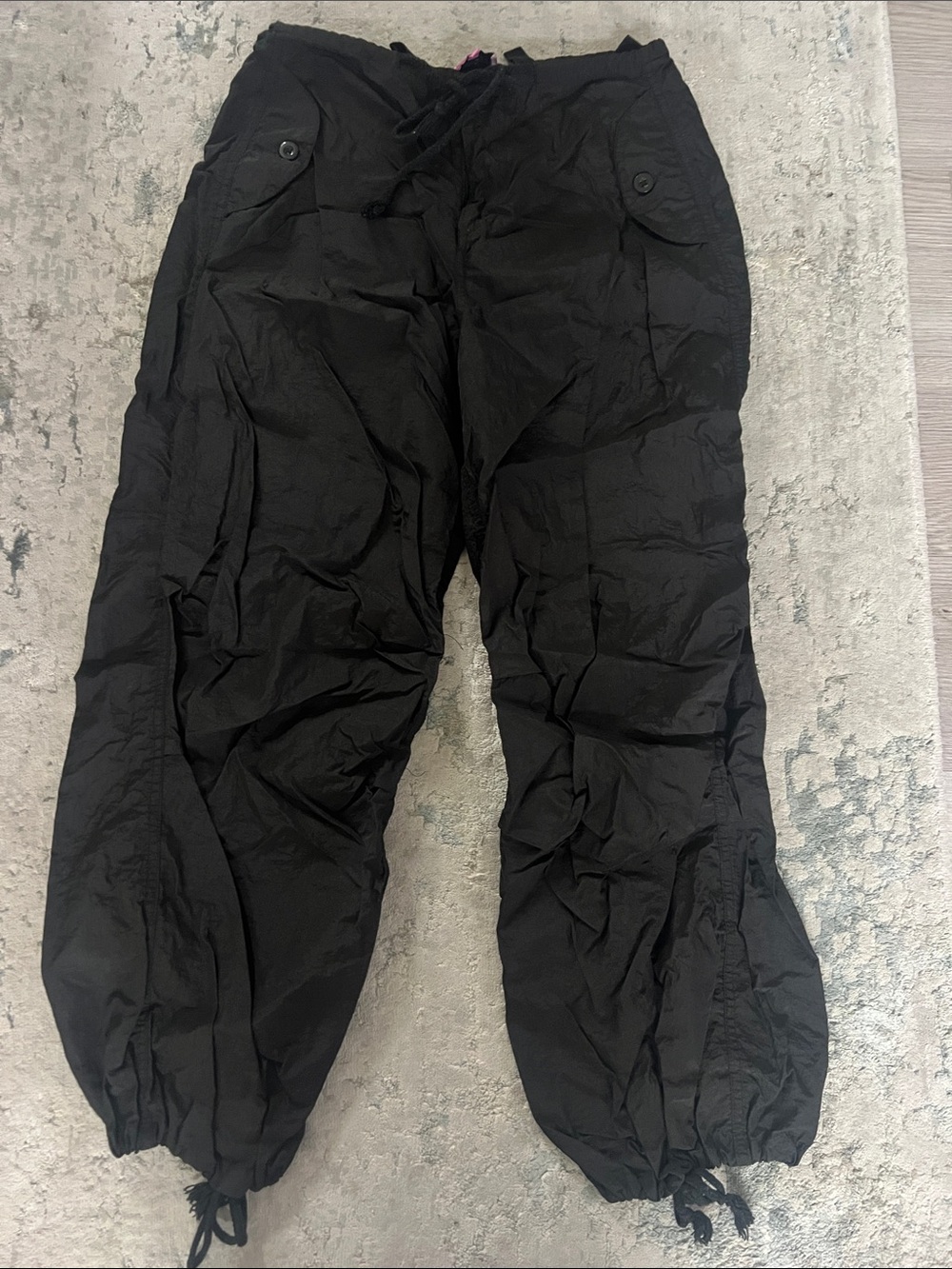 Edikted Black Drawstring Jogger Pants, Size XS/S